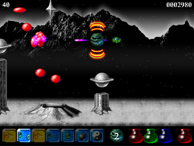 Wizball gameplay running through the modern SDL2-based runtime